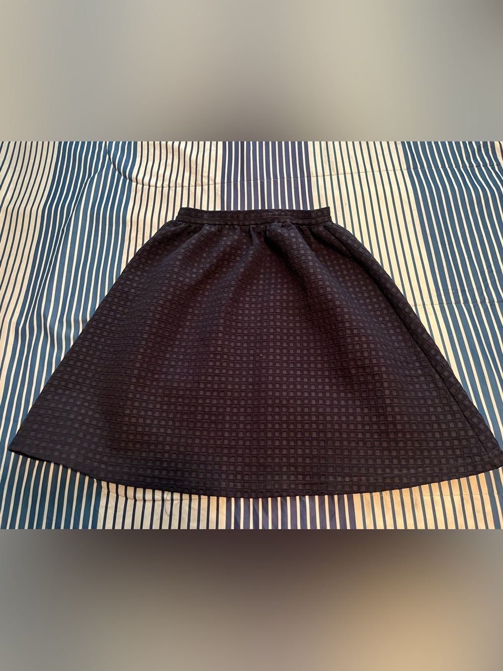 Topshop Navy Blue Textured Circle Skirt